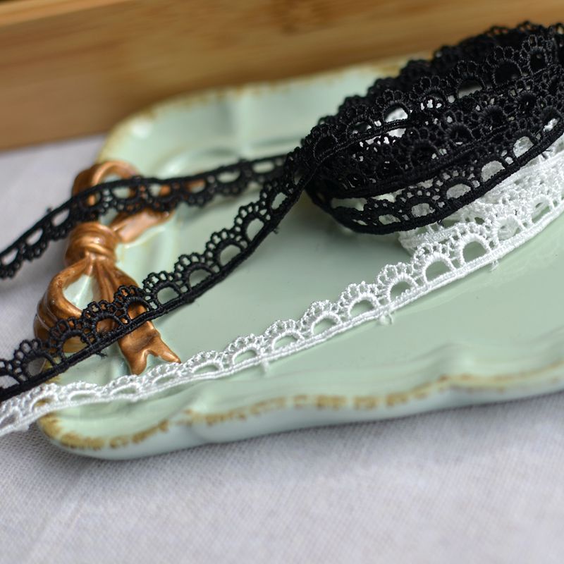 1m Dây Ren Hình Vương Miện Màu Trắng Đen Trang Trí Quần Áo Diy