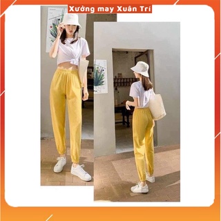 Quần Jogger nữ bo gấu, Quần dài nữ chất đũi cao cấp hợp thời trang