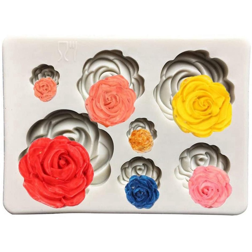 Khuôn Silicone Làm Bánh 7 Ngăn Hình Hoa Hồng 3D
