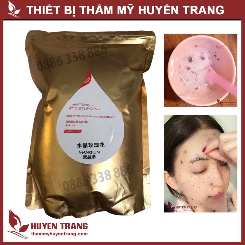 Bột Mặt Nạ Thạch Collagen Hoa Hồng Giúp Làm Trắng Da, Dưỡng Ẩm, Mờ Thâm Nám, Giảm Nếp Nhăn, Chống Lão Hóa