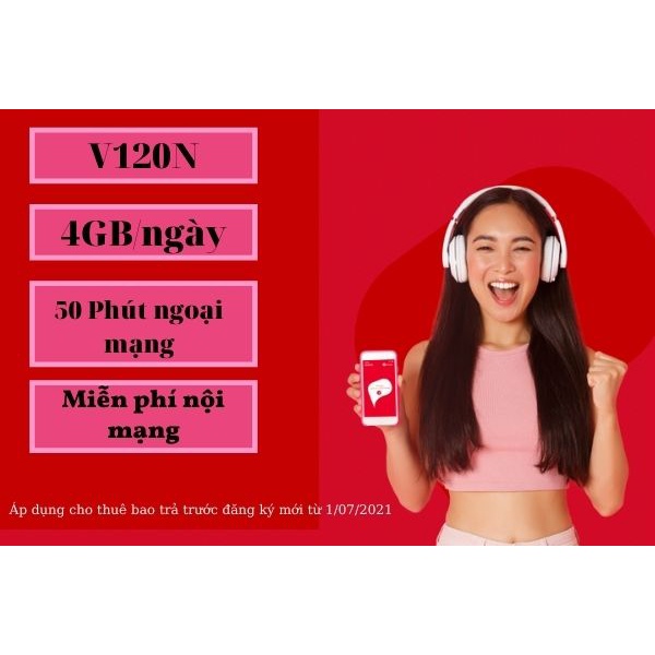 Sim 4G Viettel V90( V120N)ngày 4GB/ngày Gọi Miễn Phí Viettel - Tặng 50p Gọi Ngoại Mạng, Max băng thông,sim có Ipv4,Ipv6