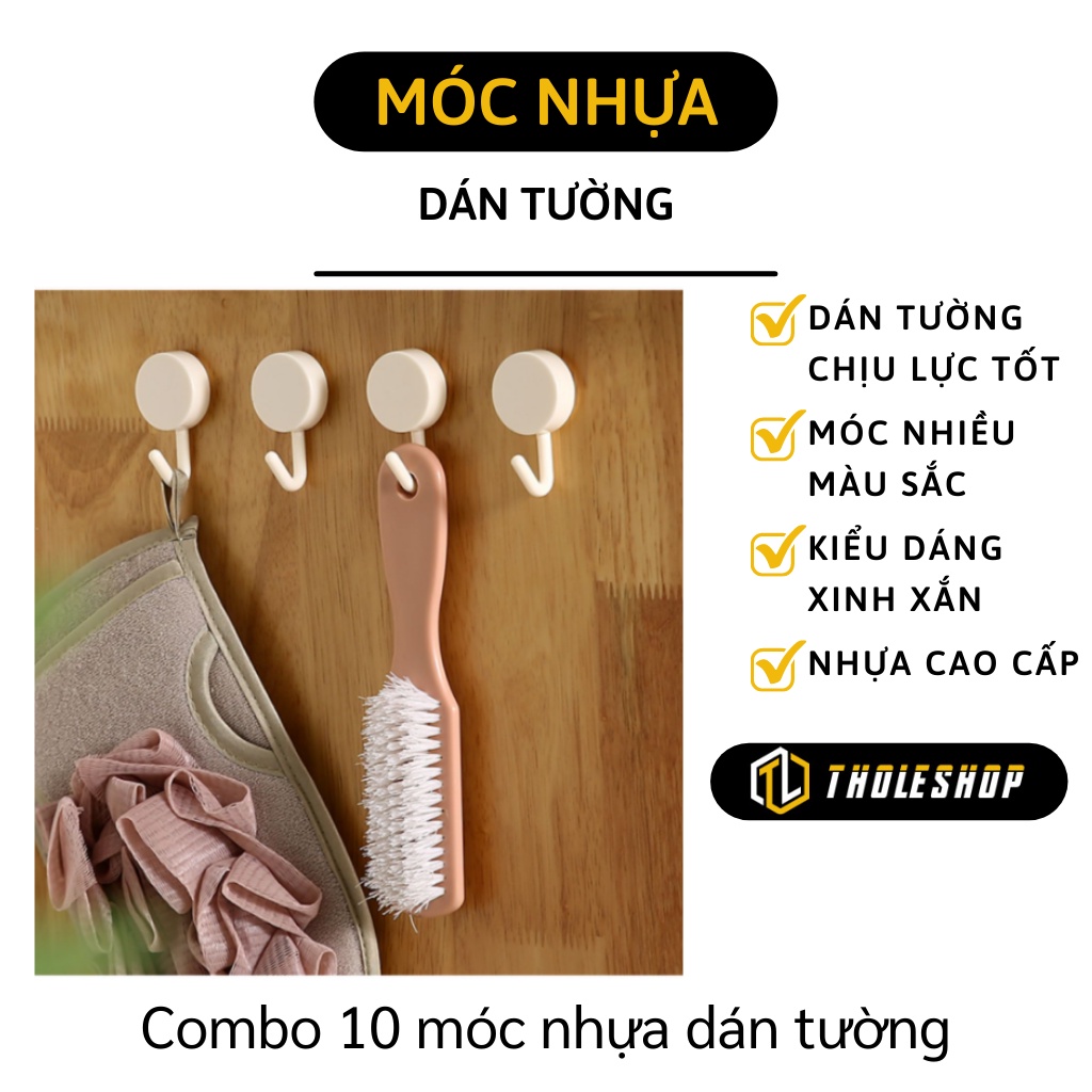 Móc Dán Tường - Combo 10 Móc Nhựa Treo Tường Nhà Bếp, Nhà Tắm Đa Năng Chịu Lực 9652