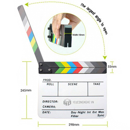 CLAPBOARD PHỤ KIỆN QUAY PHIM 30X24CM MÀU TRẮNG KÈM BÚT CB-3024