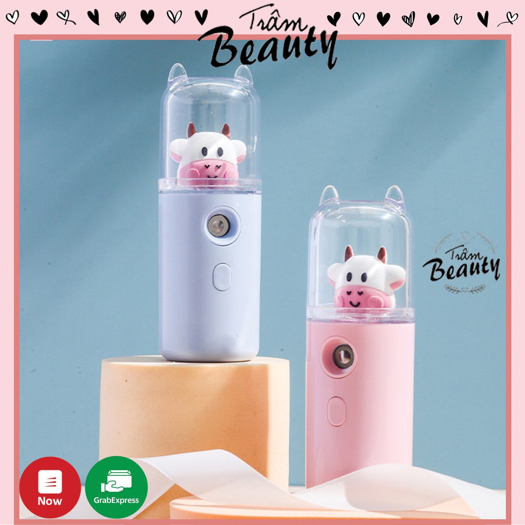 🐑Máy Phun Sương Cầm Tay 🐑Máy Xông Mặt NANO MINI Cầm Tay Làm Mát Cấp Tốc - Phiên Bản Bò Sữa Cute