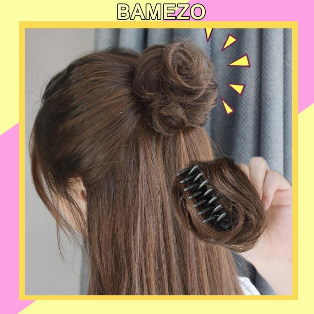 Tóc giả búi mini Bamezo kẹp búi tóc tròn xoăn tự nhiên Hàn Quốc TG22