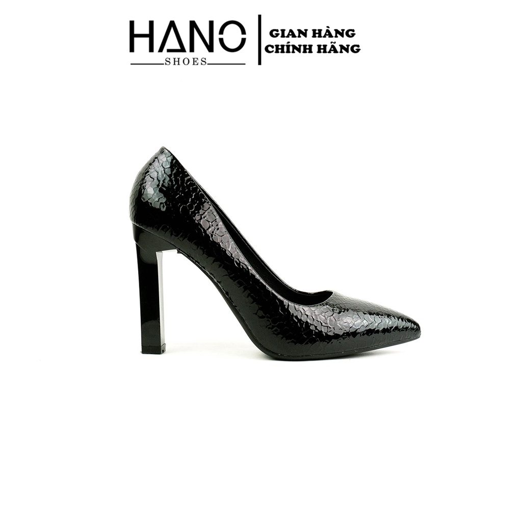 Giày Cao gót Nữ 10p, Giày Cưới Sang Chảnh Gót vuông nhỏ Da bóng rắn Quảng Châu Cao cấp hanoshoes