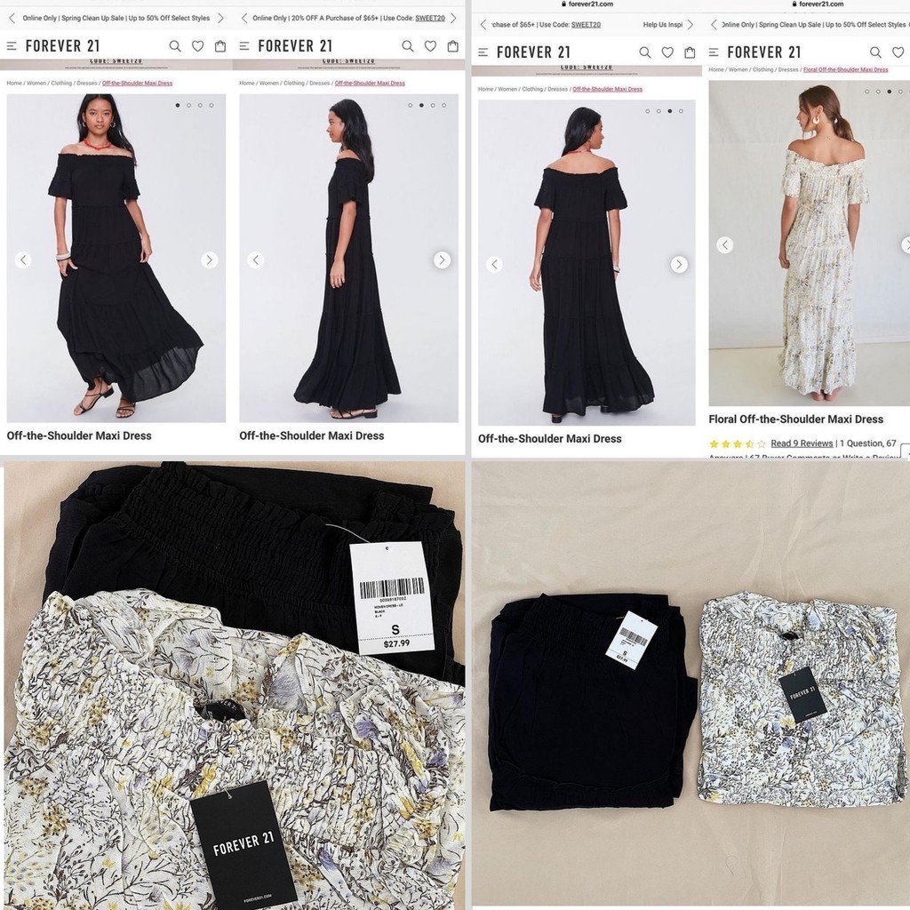Váy Đầm Maxi Vnxk Hãng F-21 / Chất Xô Mát / Thoáng Mát / Hoa Nhí / Màu Đen