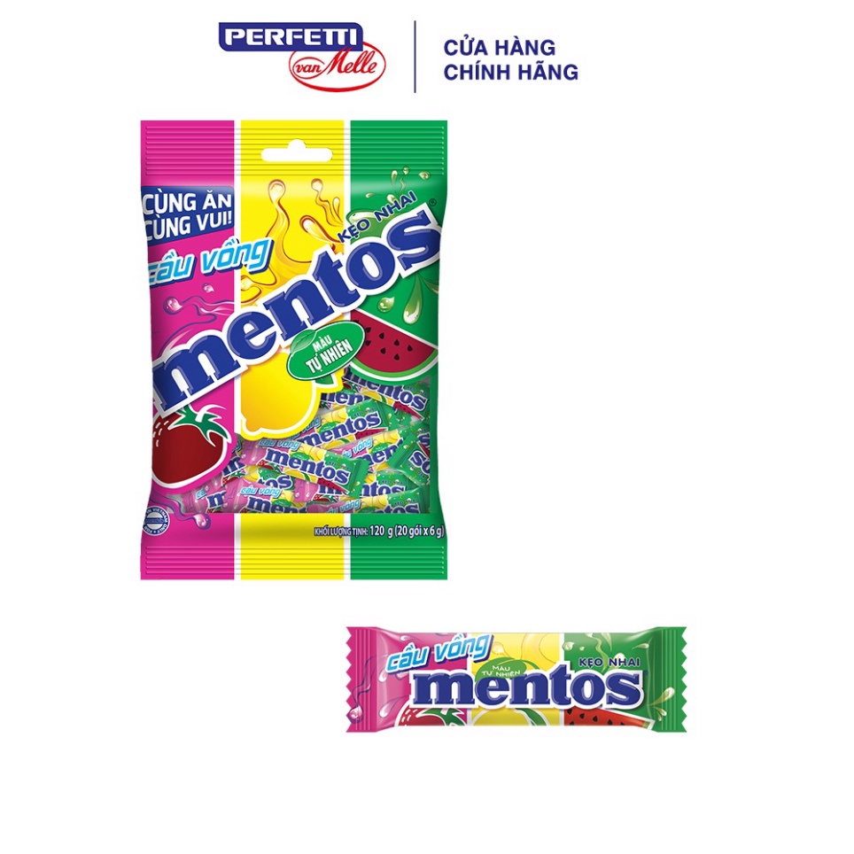 Kẹo nhai Mentos Cầu Vồng 3 Viên Hương hoa quả