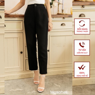 Quần tây nữ ống suông Mosohali dáng đứng đen trơn,quần âu nữ trơn dài đen trơn ống suông nữ công sở thiết kế mo