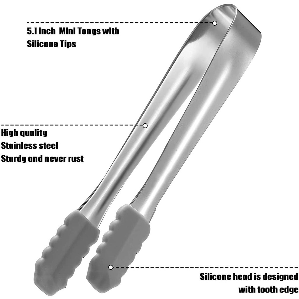 [COD] Kẹp Gắp Đá / Thức Ăn Bằng Silicone Và Thép Không Gỉ