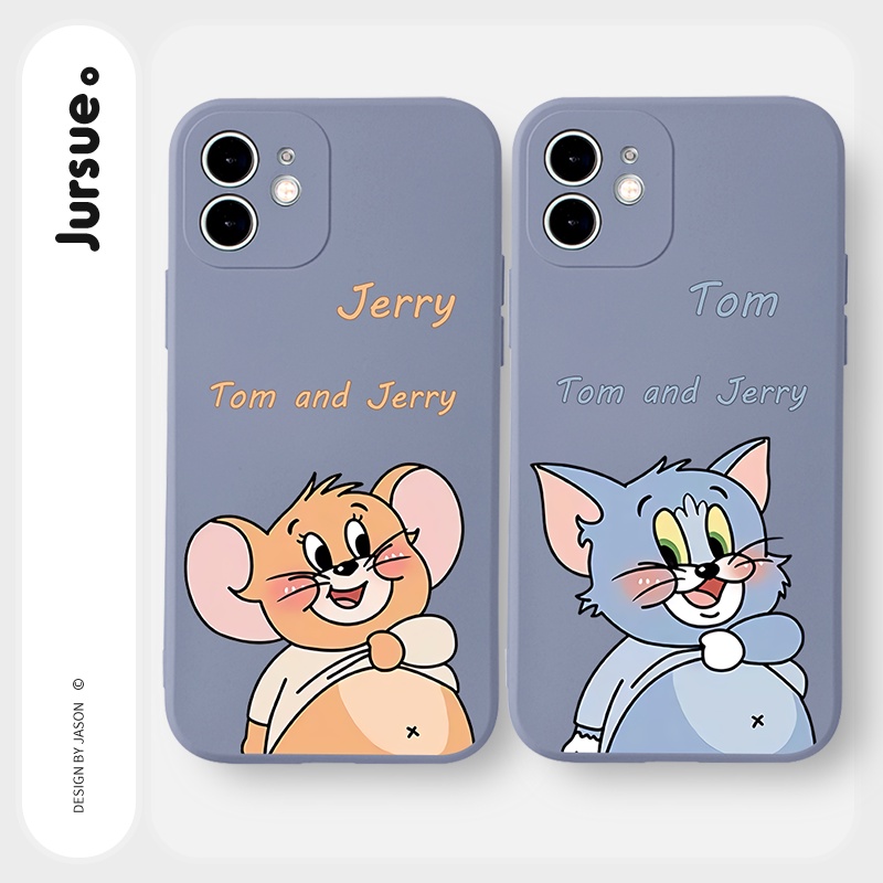 Ốp lưng JURSUE hoạt hình cặp đôi dễ thương đẹp Cho iPhone 14 13 12 11 Pro Max SE 2020 X XR XS 8 7 ip 6S 6 Plus kute Y2186