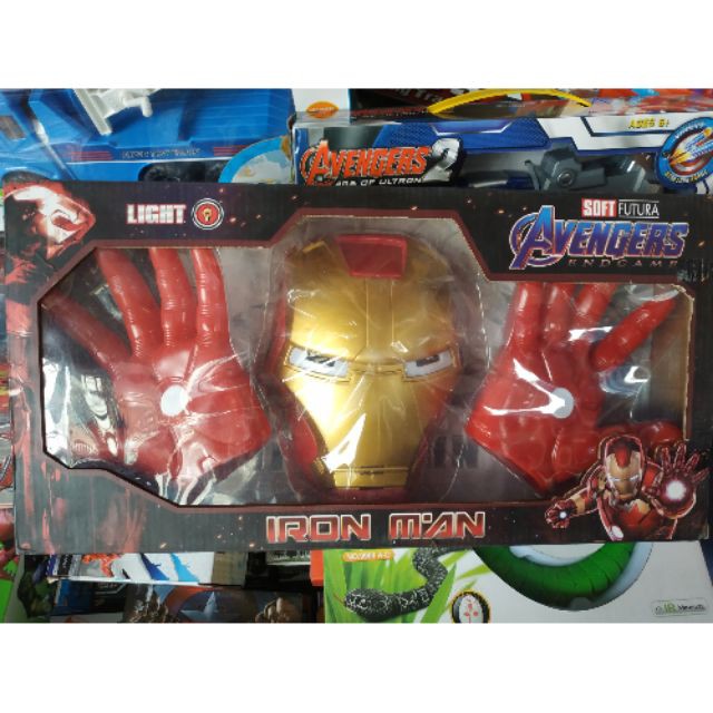 Bộ đồ chơi mặt nạ găng tay người sắt - Iron man (có đèn)