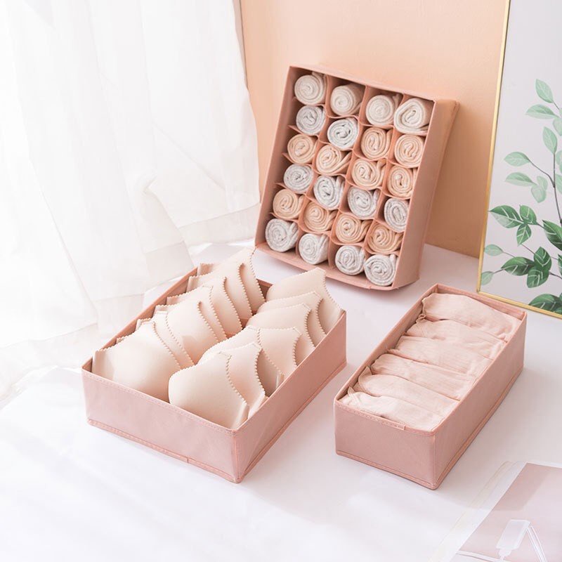 Set 3 hộp vải đựng tất, vớ, giỏ vải PiHouse đựng áo lót, đồ lót gấp gọn