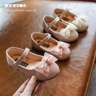 TWINSBABY Giày búp bê phối nơ lưới đế mềm phong cách Hàn Quốc cho bé gái