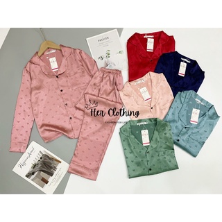 Bộ Mặc Nhà Nữ, bộ pyjama lụa gấm tay dài quần dài