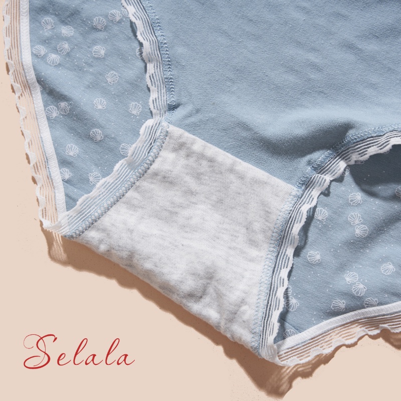 Set 5 Quần Lót Cotton Selala Họa Tiết Cute Viền Ren Phối Nơ Siêu Thông Thoáng QC38