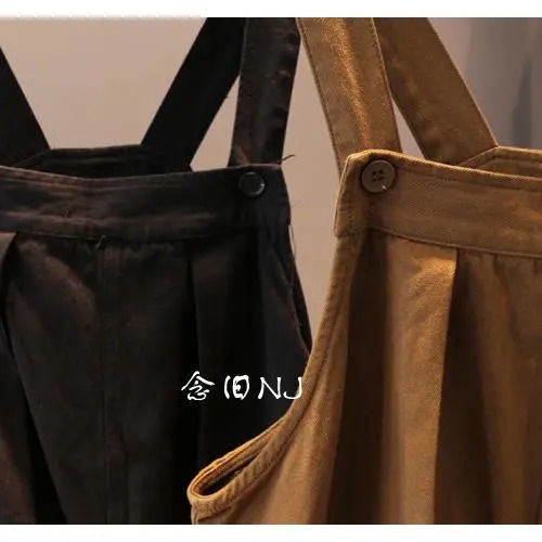 Quần Yếm Ống Rộng Size Lớn Lưng Cao Thời Trang Xuân Thu Phong Cách Hàn Quốc Cho Nữ
