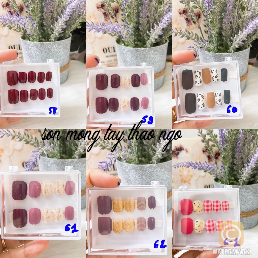 (hàng mới về) Nail Box ❤️Set 10Móng Tay Giả Nailbox Tặng Keo Dán Móng