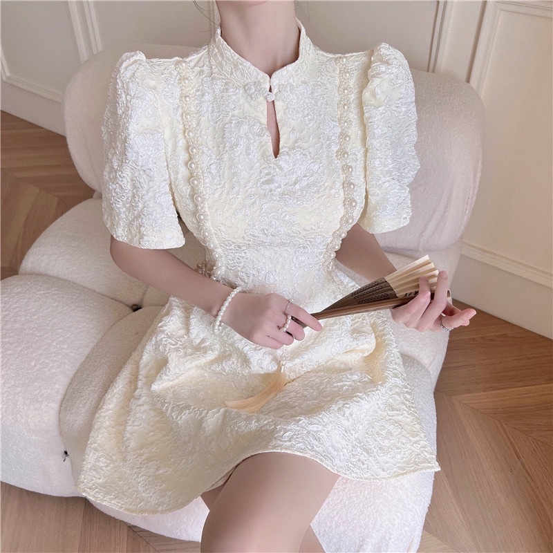 Sẵn Sườn Xám Gấm Nổi Sang Trọng Hàng QC