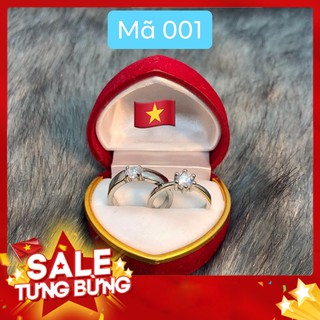 Nhẫn bạc đôi | nhẫn đôi tình yêu nam nữ bạc s925 đính đá swaroski cao cấp