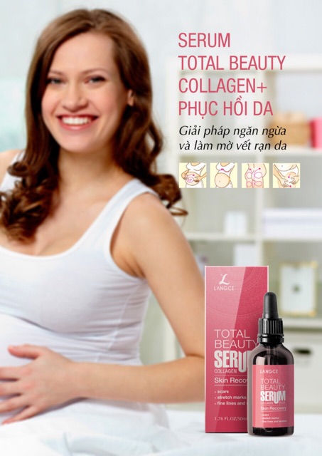 SERUM TOTAL BEAUTY collagen+ phục hồi da - giải pháp ngăn ngừa và làm mờ vết rạn da (thương hiệu LANGCE hàn quốc)
