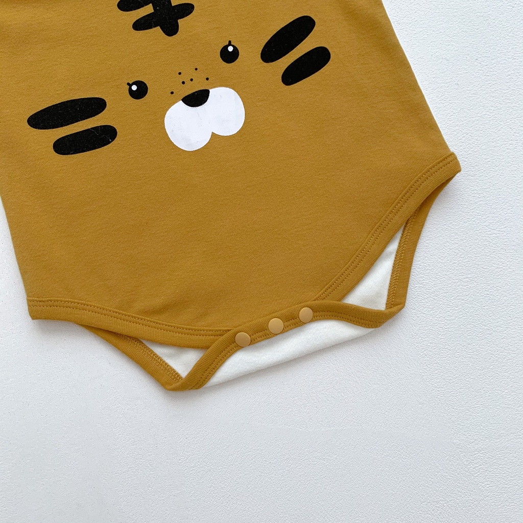 Bộ Áo Liền Quần Dài Tay In Hoạt Hình Hổ Kèm Nón Thời Trang Xuân Thu Cho Bé Sơ Sinh