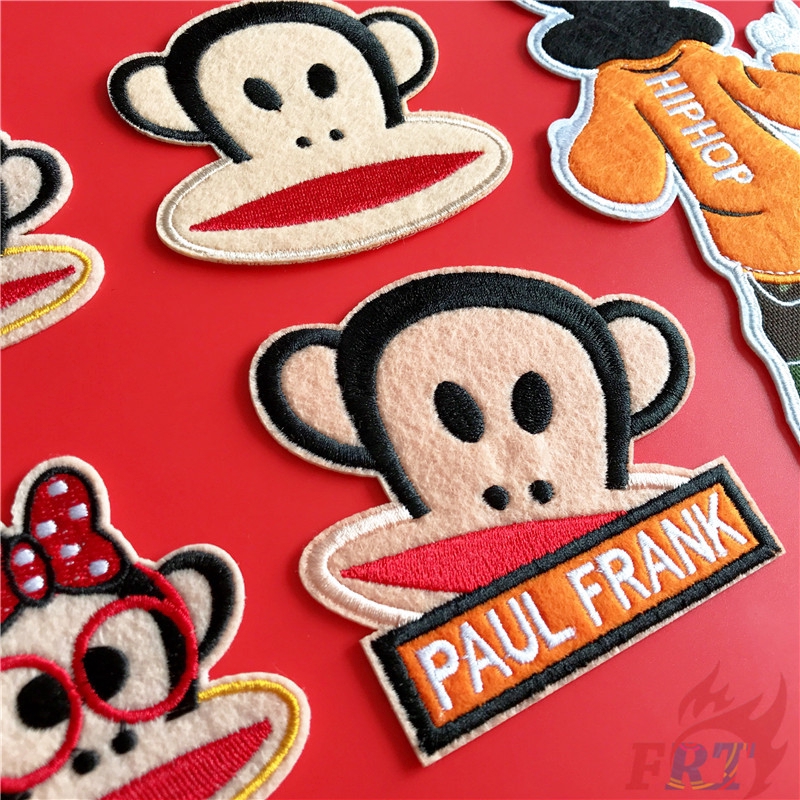 Nhãn ủi thêu hình logo Paul Frank dùng vá quần áo