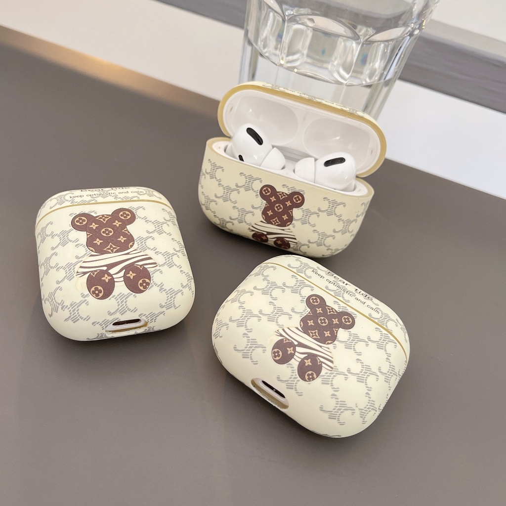 Vỏ Bảo Vệ Hộp Sạc Tai Nghe Airpods 1 2 pro Bluetooth Bằng TPU Hình Chú Gấu Dễ Thương