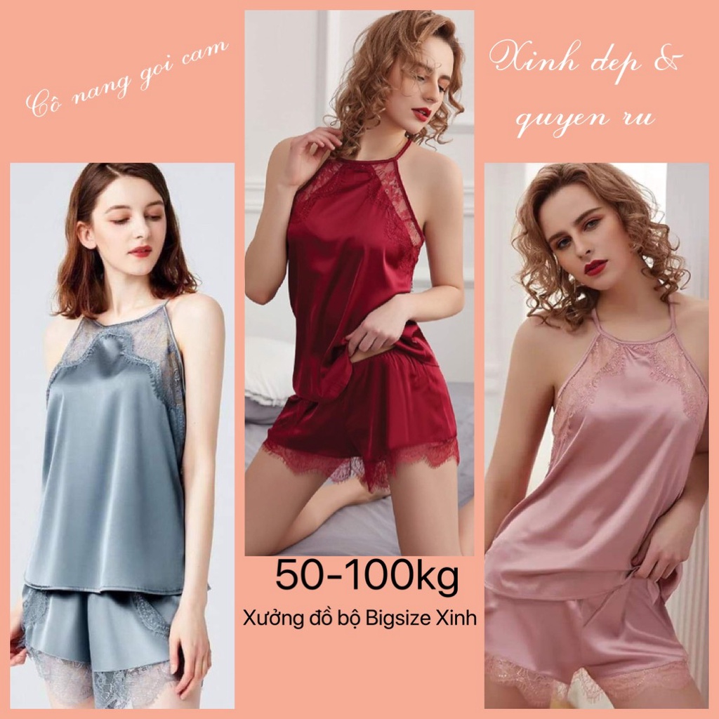 (50-100kg) Đồ Ngủ sexy bigsize lụa tơ mềm mịn cho nữ 50-100kg