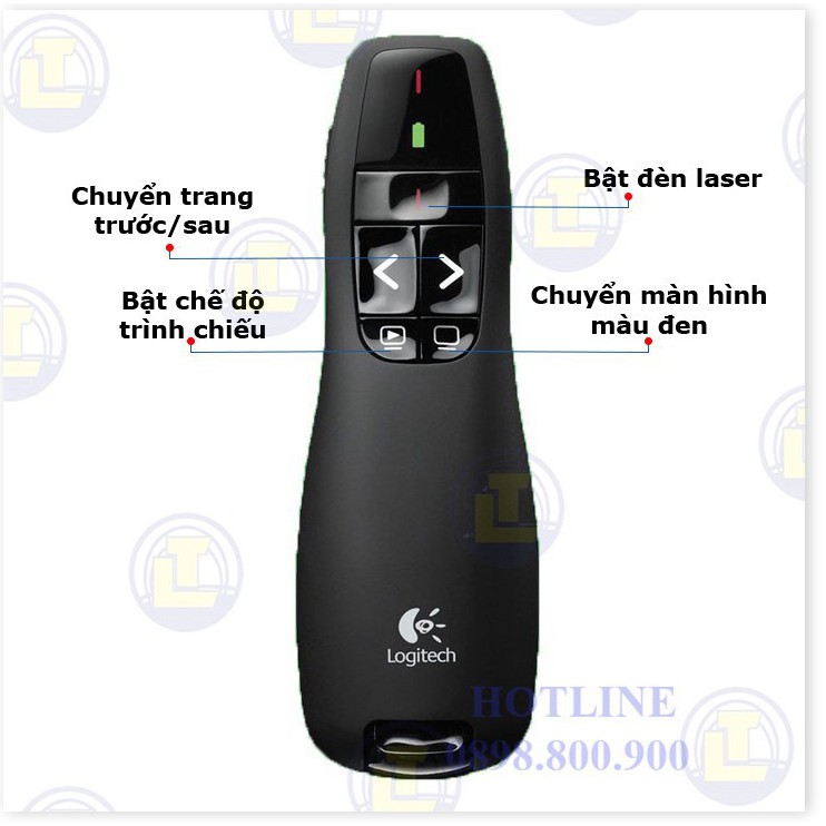 Bút trình chiếu R400 - bút thuyết trình slide powerpoint cao cấp logitech r400 laser