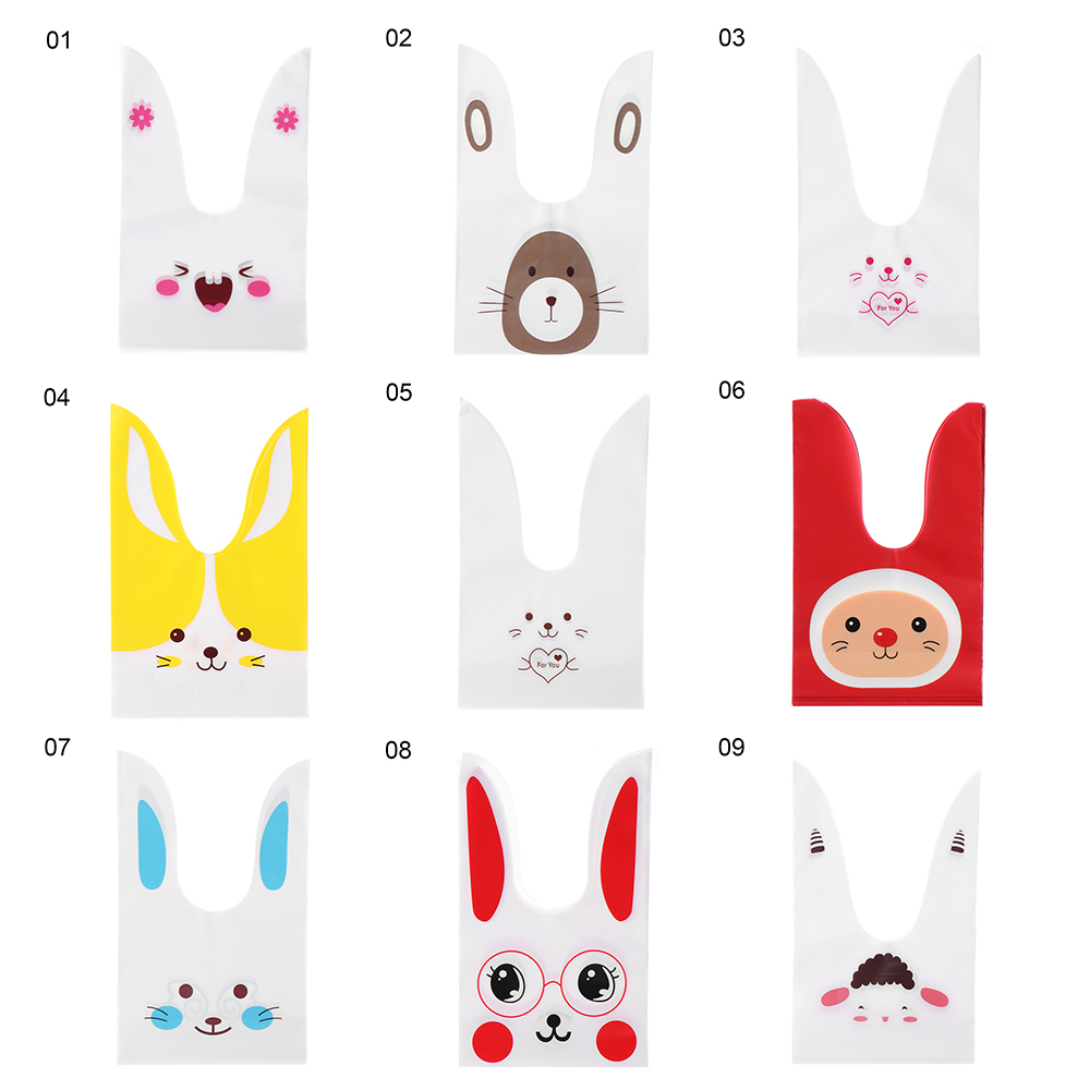 Set 10 Túi Đựng Bánh Quy Tạo Hình Thỏ Dễ Thương