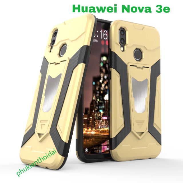Ốp lưng Huawei Nova 3e Iron Man Pro cao cấp mẫu mới giá đỡ xem phim