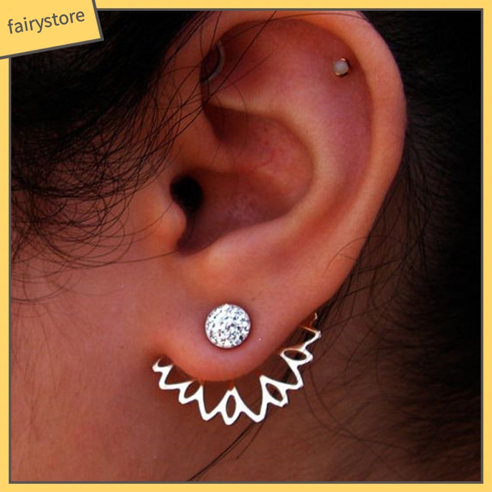 Bông Tai Hợp Kim Hình Hoa Sen Đính Đá Xinh Xắn