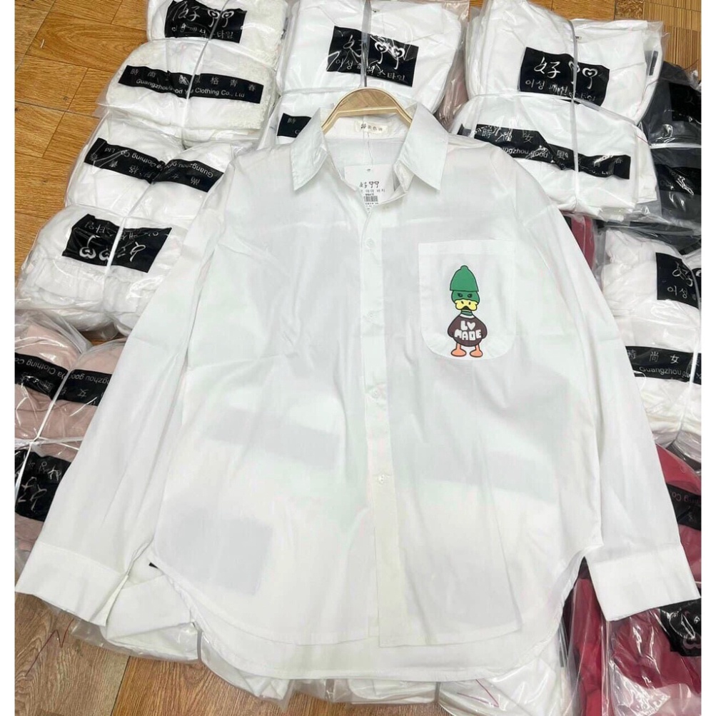 Áo sơ mi đũi vịt siêu cute dài tay áo sơ mi hoạt hình công sở SL190 0222