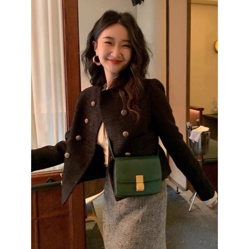 /Áo khoác dạ tweed phong cách Hàn Quốc