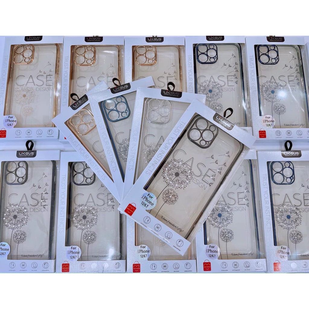 LIKGUS Ốp lưng [HOA BỒ CÔNG ANH ĐÍNH ĐÁ] iPhone 14 PLUS PRO/ MAX  Silicon trong viền màu