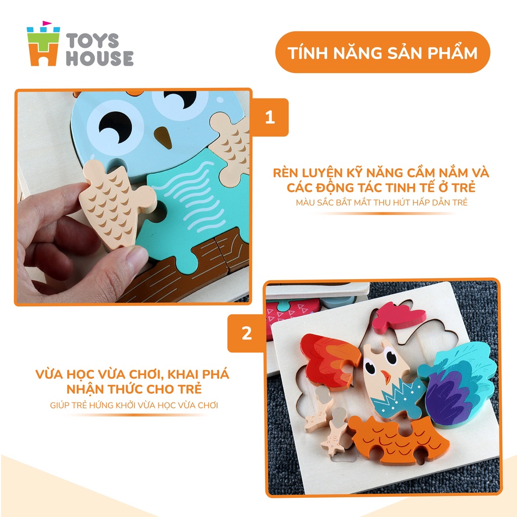 Đồ chơi ghép hình gỗ 3D ToysHouse nhân vật hoạt hình ngộ nghĩnh, màu sắc đa dạng