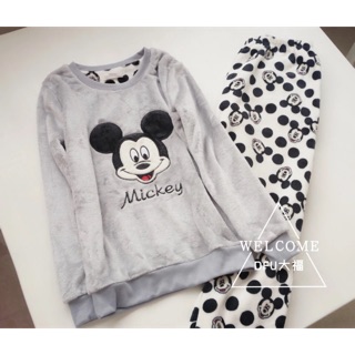Bộ ngủ bông Mickey xám
