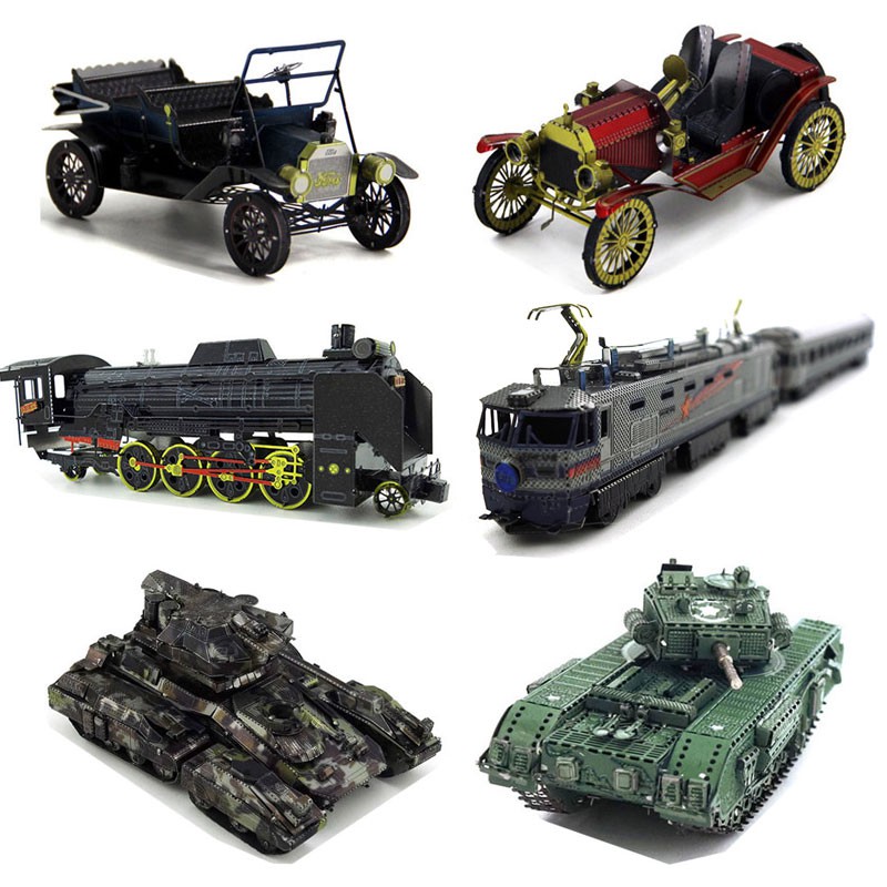 Mô hình thép 3D tự ráp ô tô - xe tank bản màu