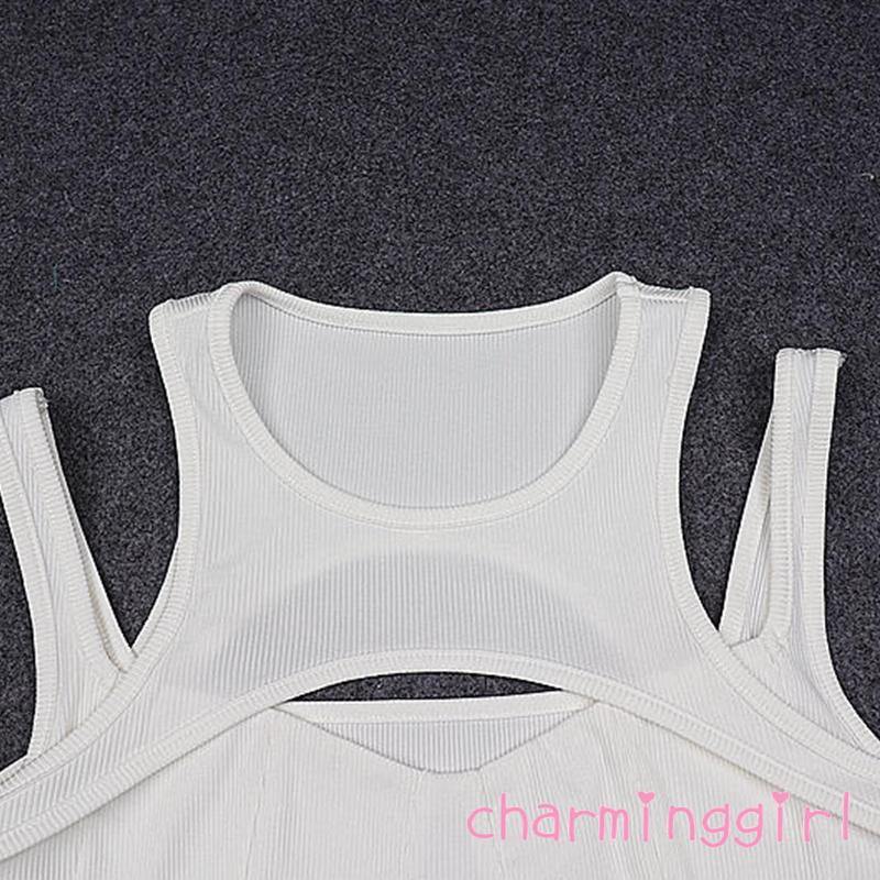 Áo Croptop Sát Nách Màu Trơn Thiết Kế Khoét Lỗ Thời Trang Cho Nữ