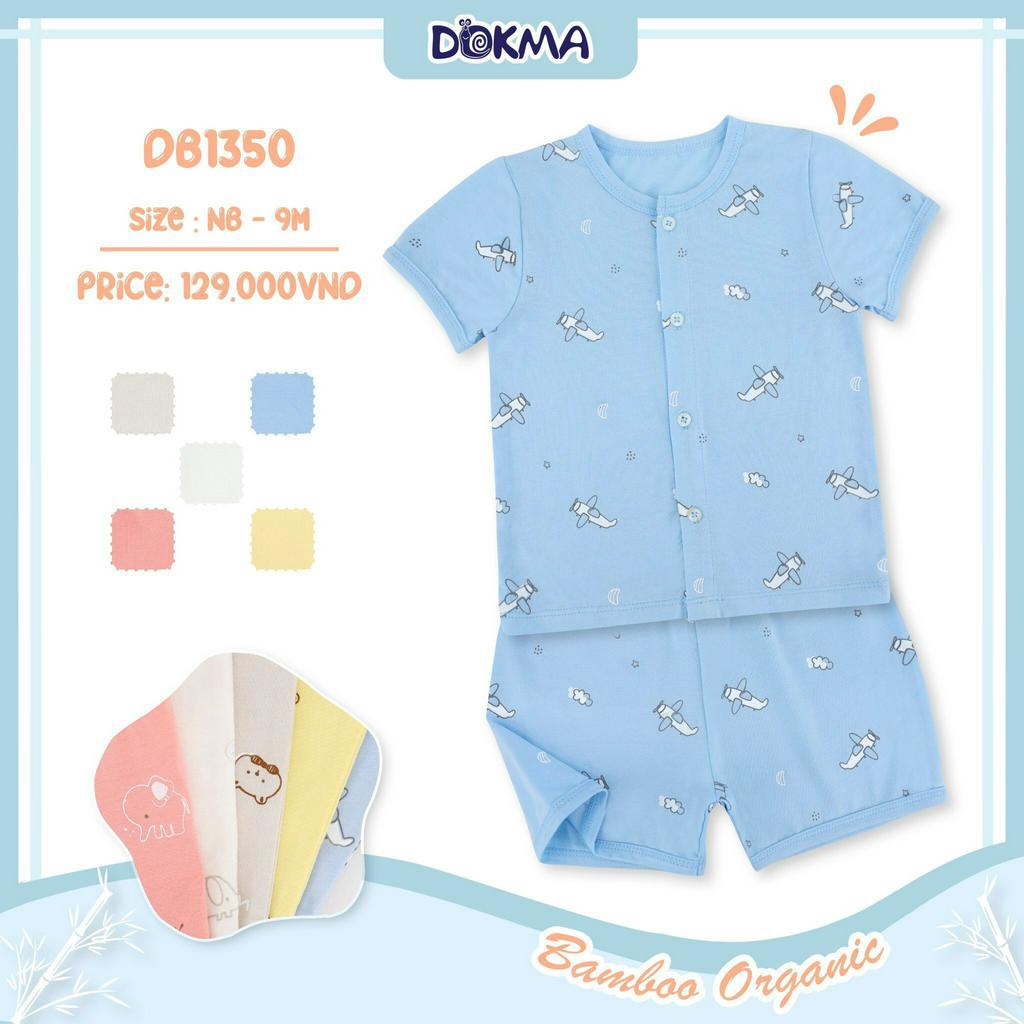 DB1350 Bộ sơ sinh cộc tay cài giữa bamboo Dokma bé trai / bé gái