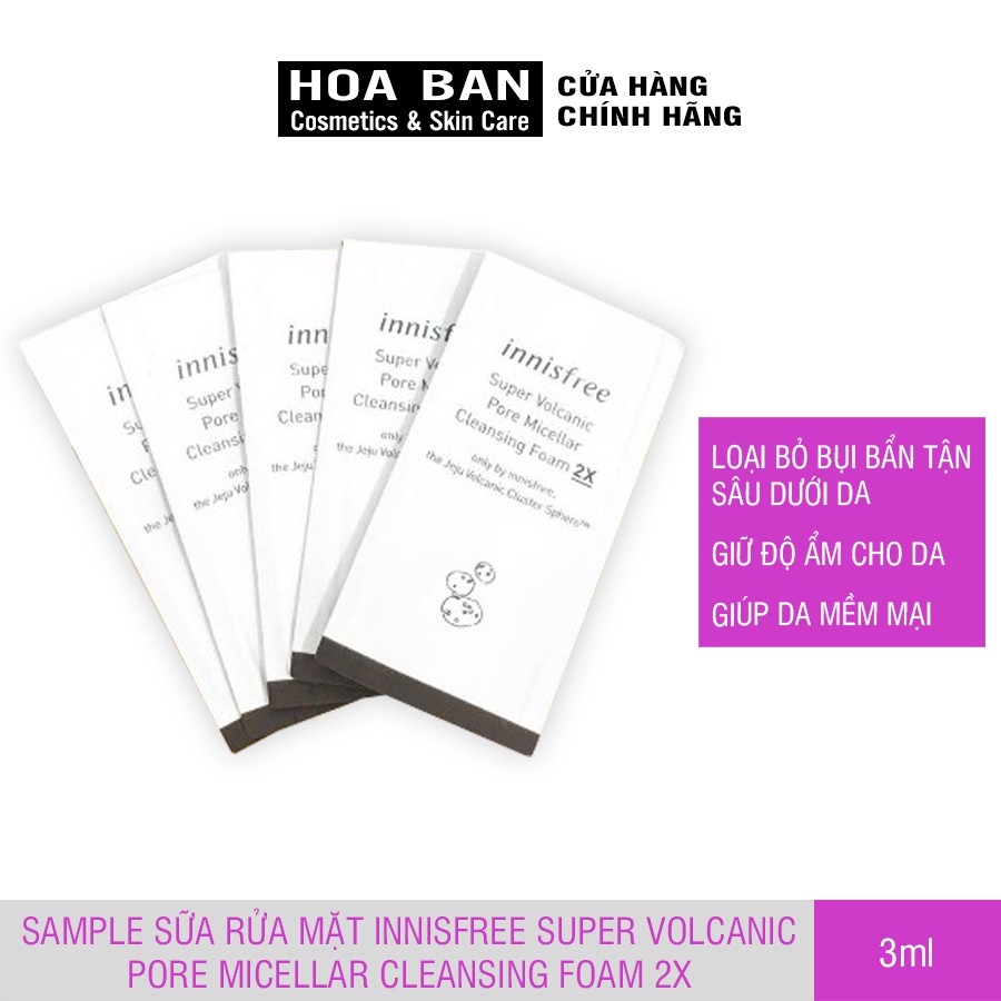 Sample sữa rửa mặt Innisfree Super Volcanic Pore Micellar Cleansing Foam 2x 3ml | BigBuy360 - bigbuy360.vn