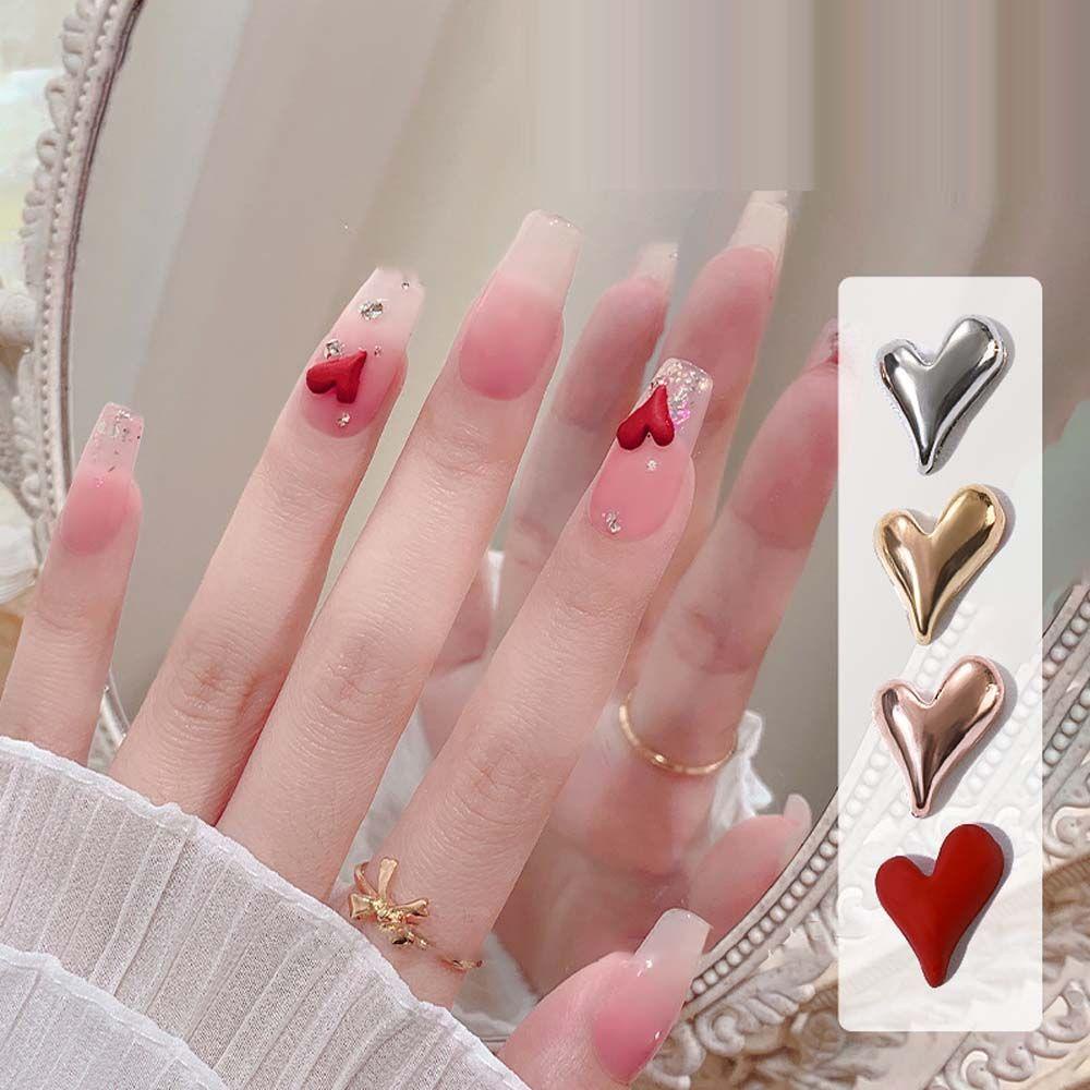 Phụ Kiện Trang Trí Móng Tay Nghệ Thuật Hình Trái Tim / Trái Tim 3D Bằng Hợp Kim