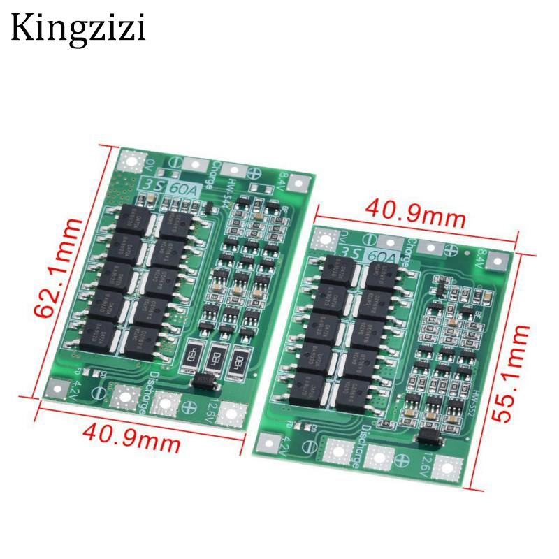 Bảng mạch bảo vệ pin Lithium 3S/4S 40A 60A 18650 BMS 11.1V 12.6V/14.8V16.8V tăng cường/cân bằng