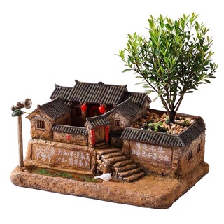 Chậu cây tiểu cảnh thủy sinh ngôi nhà cổ trồng cây 13