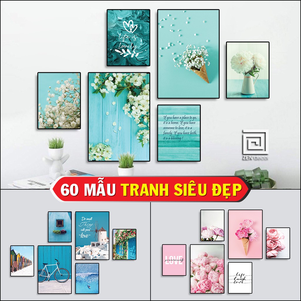 SET 6 tranh vải Canvas cute, có khung nổi siêu đẹp