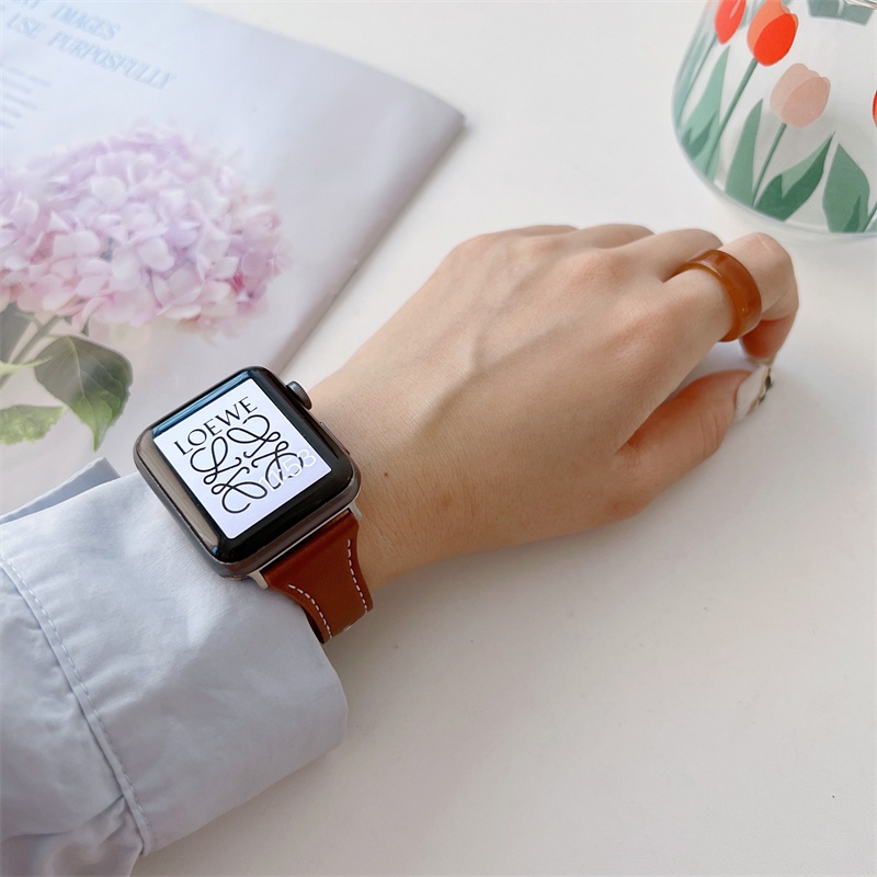 Dây Đeo Bằng Da Thay Thế Dành Cho Đồng Hồ Thông Minh Apple Watch 44Mm 42Mm 45Mm iwatch 38Mm 40Mm 41mm Apple Watch 3 4 5 6 SE 7