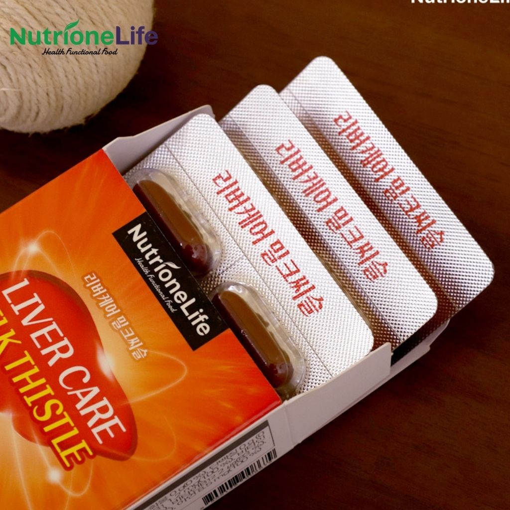 Viên Uống Bổ Gan NUTRIONELIFE Livercare Milkthistle Mát Gan, Thải Độc, Cải Thiện Men Gan Cao Hàn Quốc 30 Viên