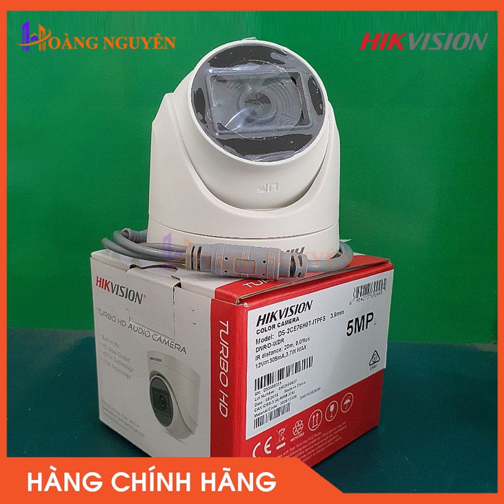 [HÀNG CHÍNH HÃNG] Camera HDTVI HIKVISION DS-2CE76H0T-ITPFS 5MP -  Hồng Ngoại 30m, Tích Hợp Mic, Chống Ngược Sáng DWDR