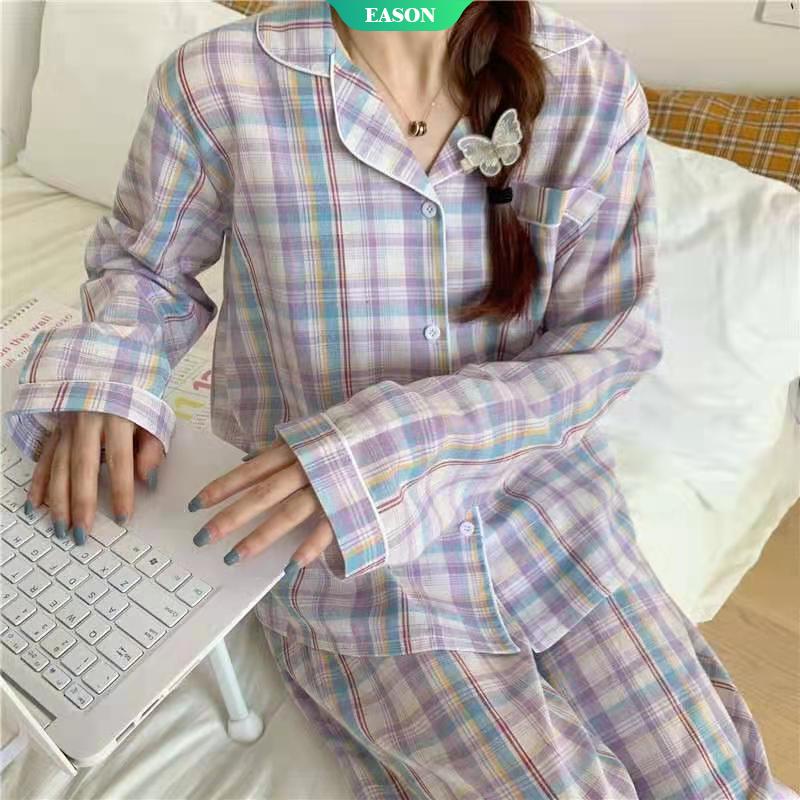 Bộ đồ ngủ mùa đông bằng vải lụa mềm dáng rộng in họa tiết ông già noel phong cách Hàn Quốc cho nữ